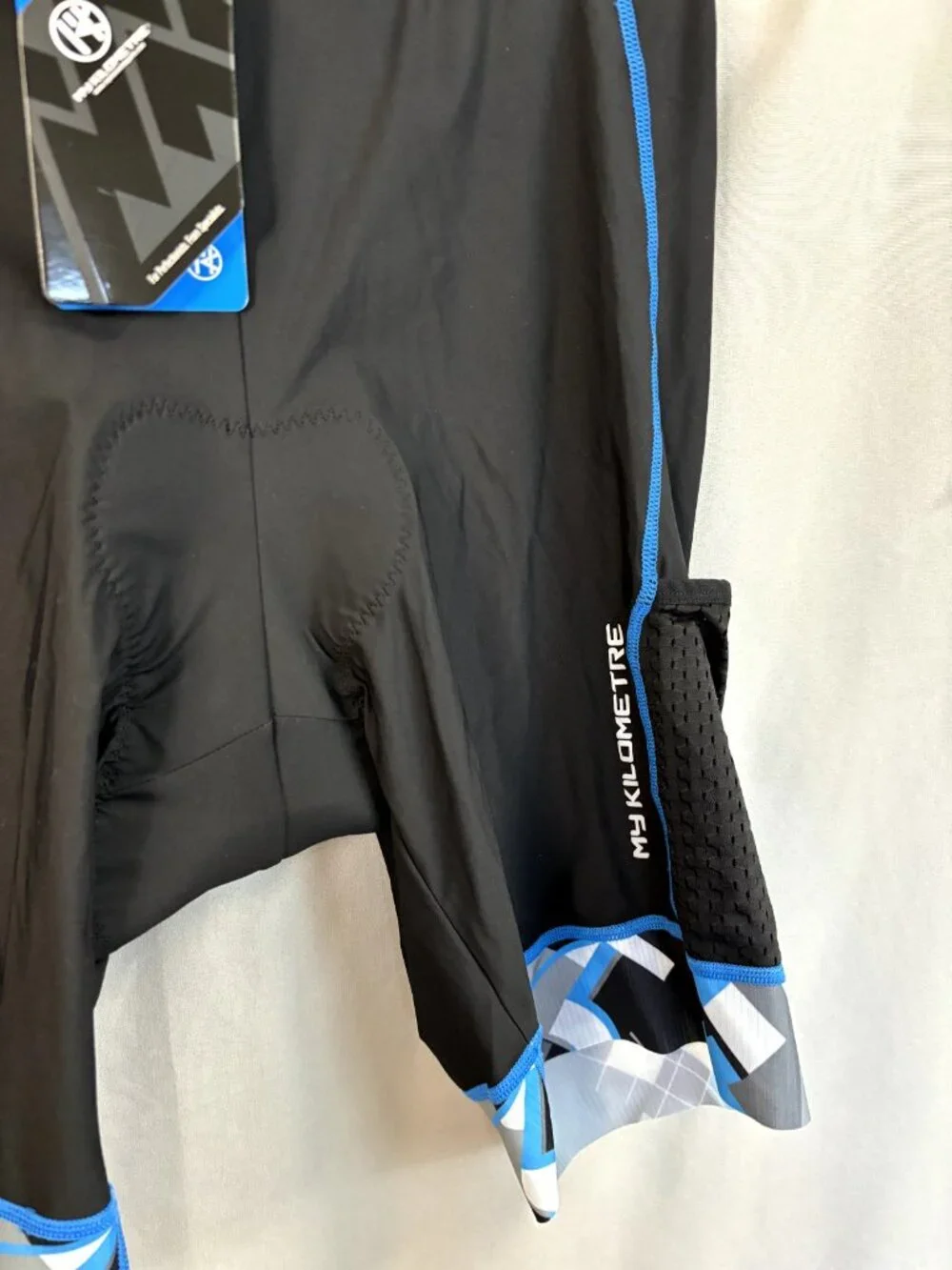 My Kilometre Mens Cycling Shorts Black Blue Pockets Padded Eco Friendly 2XL NWTs